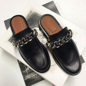 **Authentic GIVENCHY Black Chain Leather Mules.